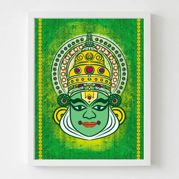 Kathakali Dancer face with green background