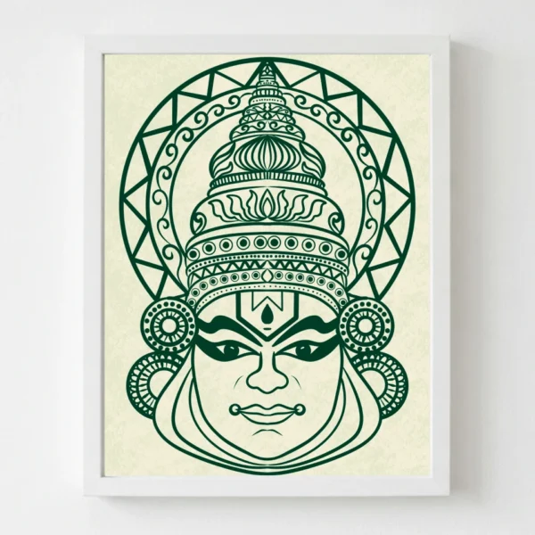Kathakali Dancer's Face Line art