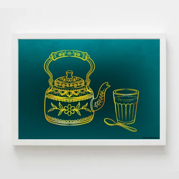 Chai Ketli Indian tea minimalist line art