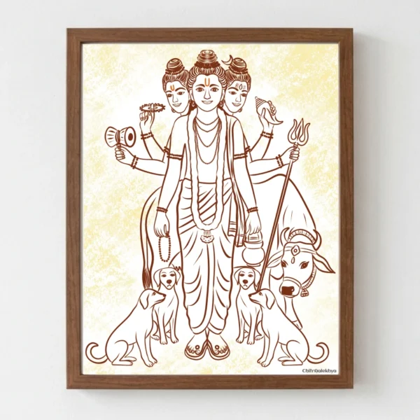 Guruswaroopam Lord Dattatreya A4 line art canvas