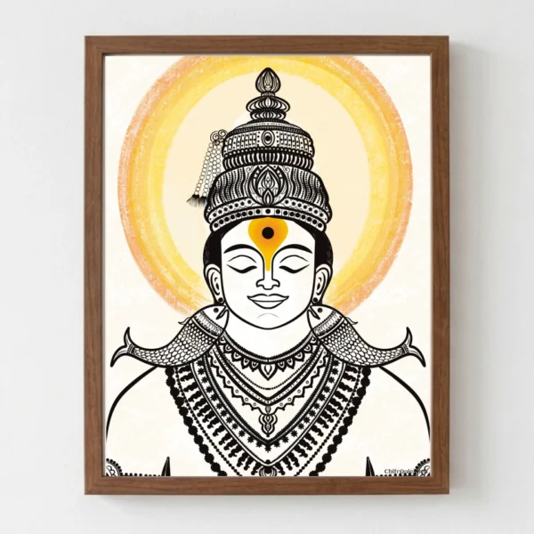 Vitthalamukha Lord Vitthala A4 minimalist line art
