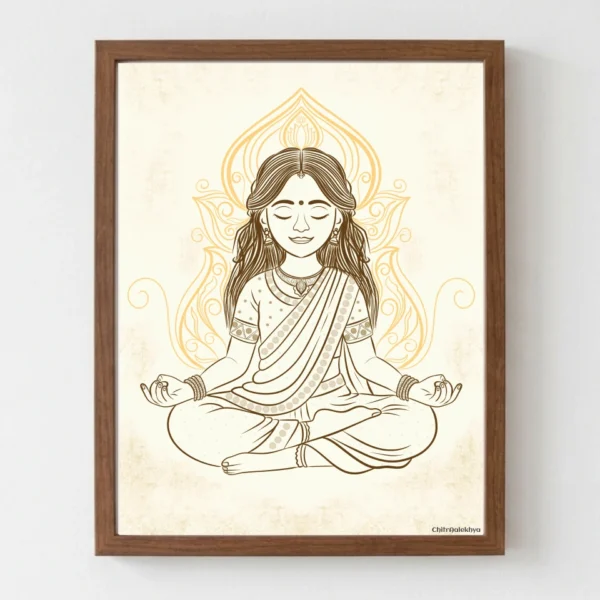 Dhyanarata minimalist line art of a person in meditative yoga posture