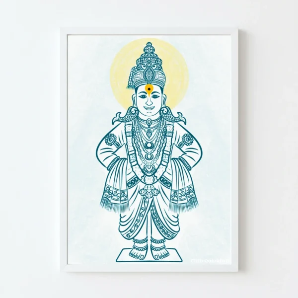 Panduranga Mandahasa Chitra Lord Vitthala blue line art