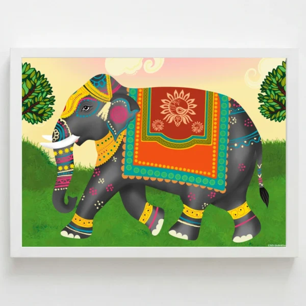 Utsav Gaja vibrant Indian elephant artwork with ornamental patterns