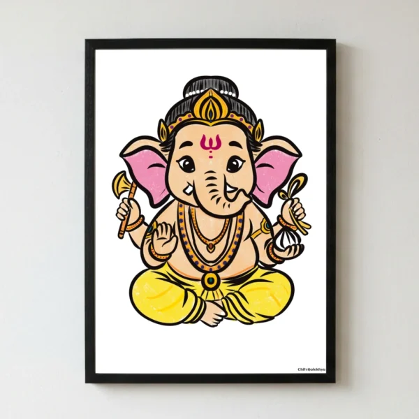 Bal Ganesha artwork depicting the childlike form of Lord Ganesha by ChitrAalekhya