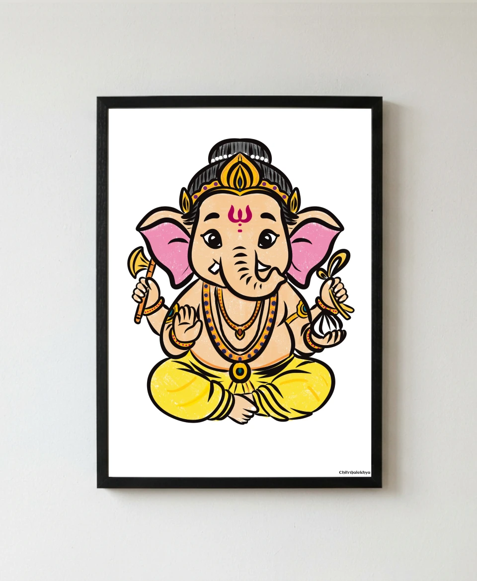 Bal Ganesha artwork depicting the childlike form of Lord Ganesha by ChitrAalekhya