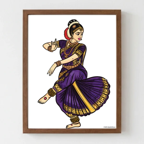 Kucipuḍi Nartaki Chitram A3 colour Kuchipudi dance art print by Chitraalekhya