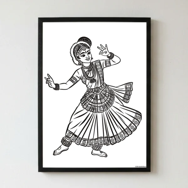 Mohiniyattam-Rekhanyasa A4 minimalist line art print by Chitraalekhya