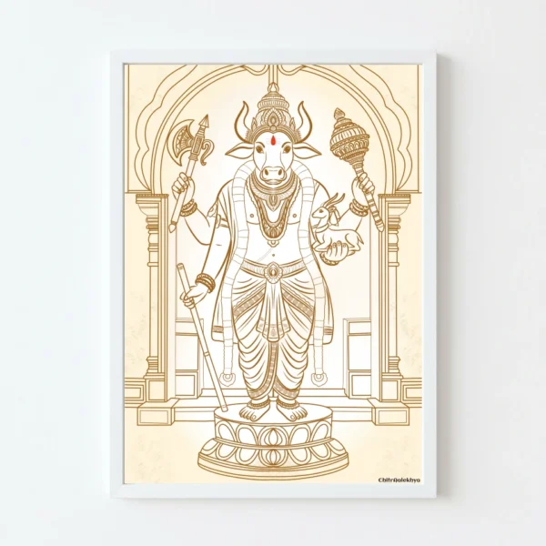 Nandikesvara minimalist line art A3 print by Chitraalekhya