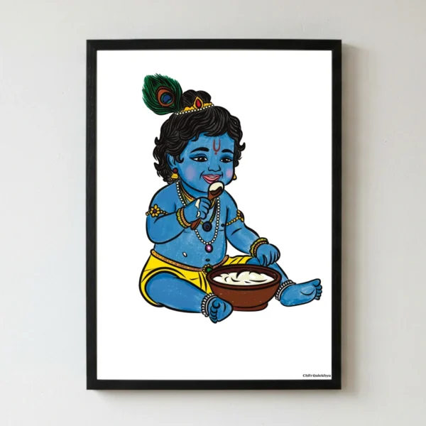 Natkhat Kanha artwork depicting playful child Lord Krishna by ChitrAalekhya