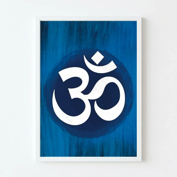 Nila Spandana Aum artwork featuring a vibrant sacred Aum symbol against a deep blue background by ChitrAalekhya