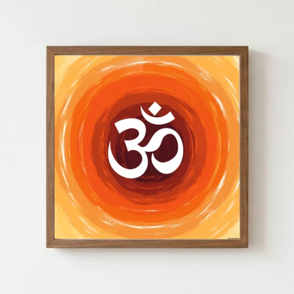 Omkara Chakra wall art featuring the sacred Om symbol and colourful radiating geometric rings by ChitrAalekhya