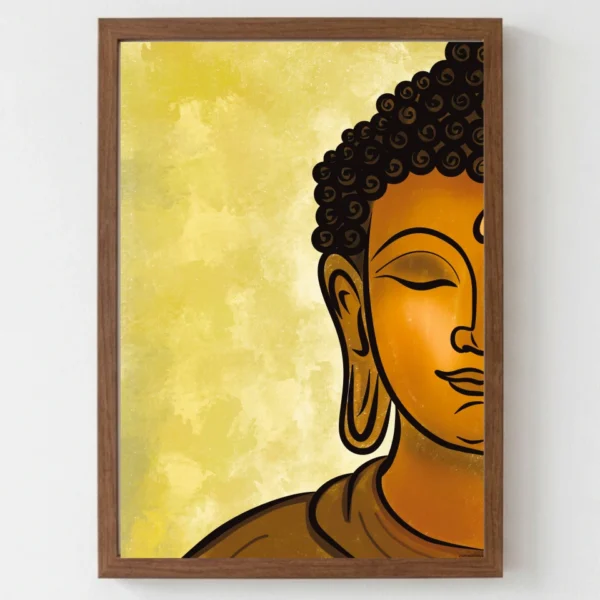 Shanta Roopa Buddha artwork featuring Lord Buddha's serene expression and rich textured colours by ChitrAalekhya
