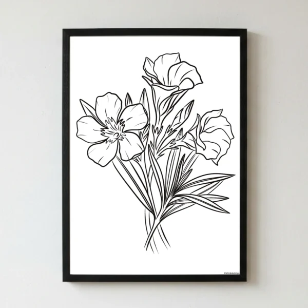 Karavira Rekhachitra Karavira flower botanical line art A4 canvas