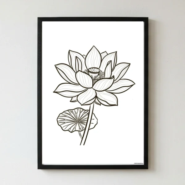 Sapatra Padmam lotus line art canvas